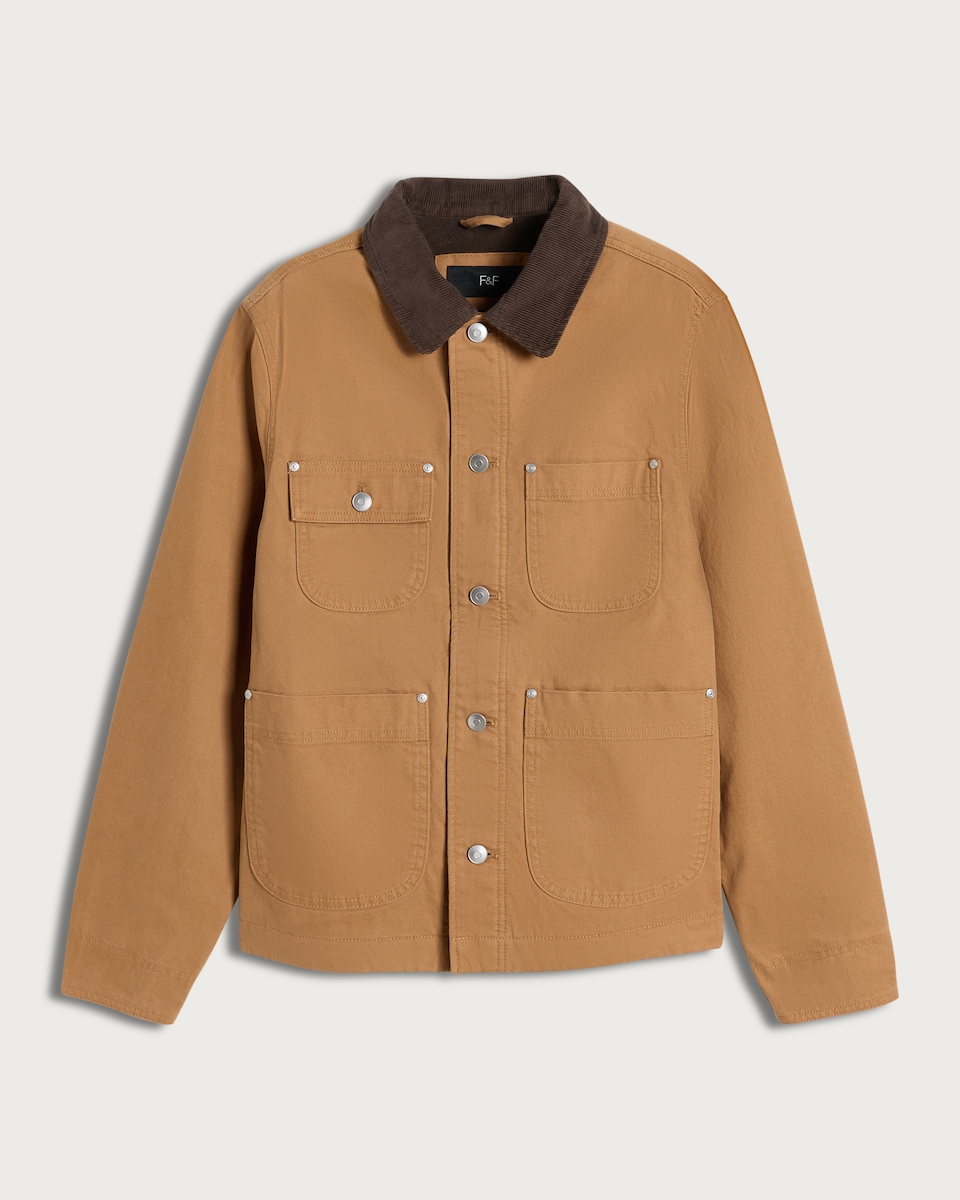 F&F Corduroy Collar Button Up Jacket in Camel - Tesco Groceries