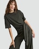 image 1 of F&F Crinkle Tie Front Co-ord Top in Olive