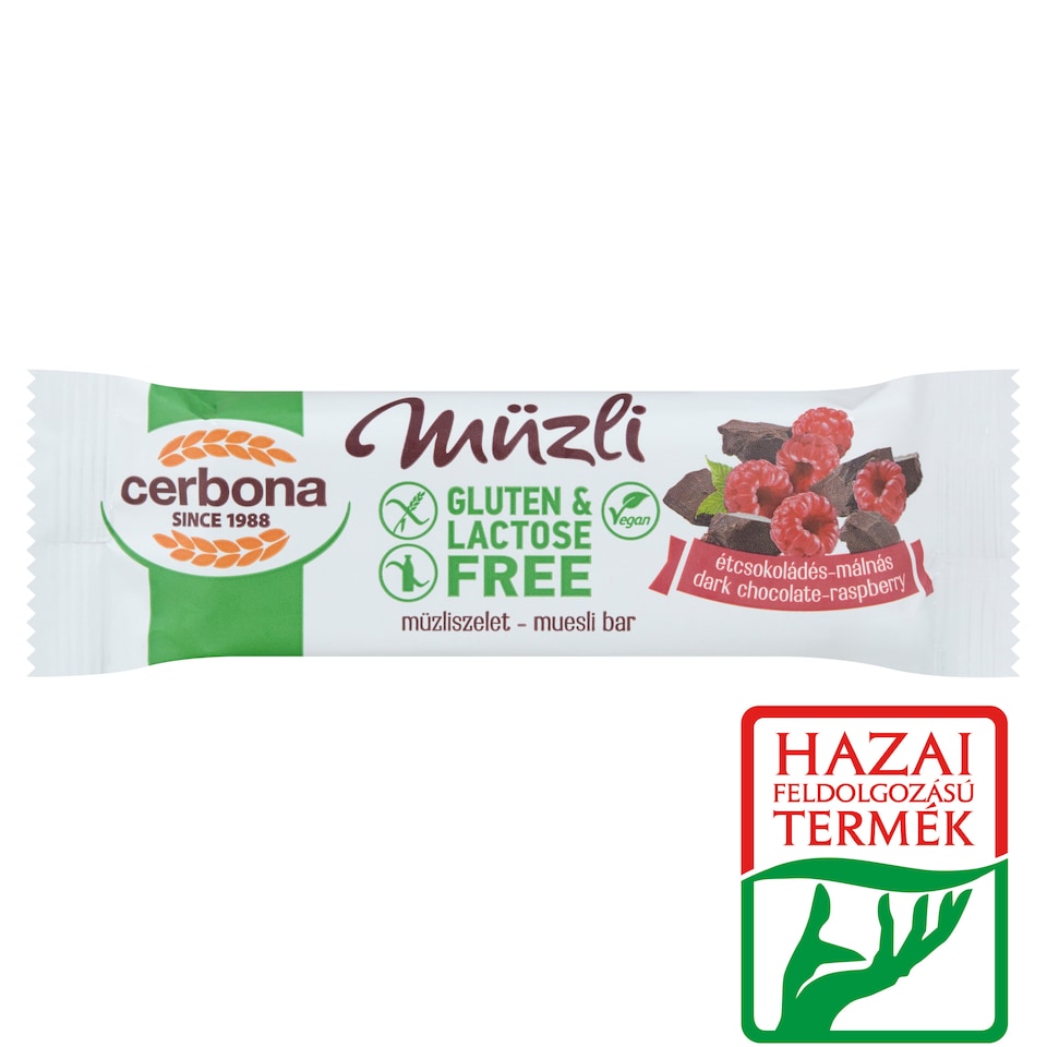 image 1 of Cerbona Gluten & Lactose Free Dark Chocolate-Raspberry Muesli Bar 35 g