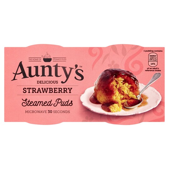 Auntys Strawberry Puddings 2X95g Tesco Groceries