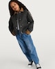 image 2 of F&F Girls Corduroy Collar Waxed Jacket in Black