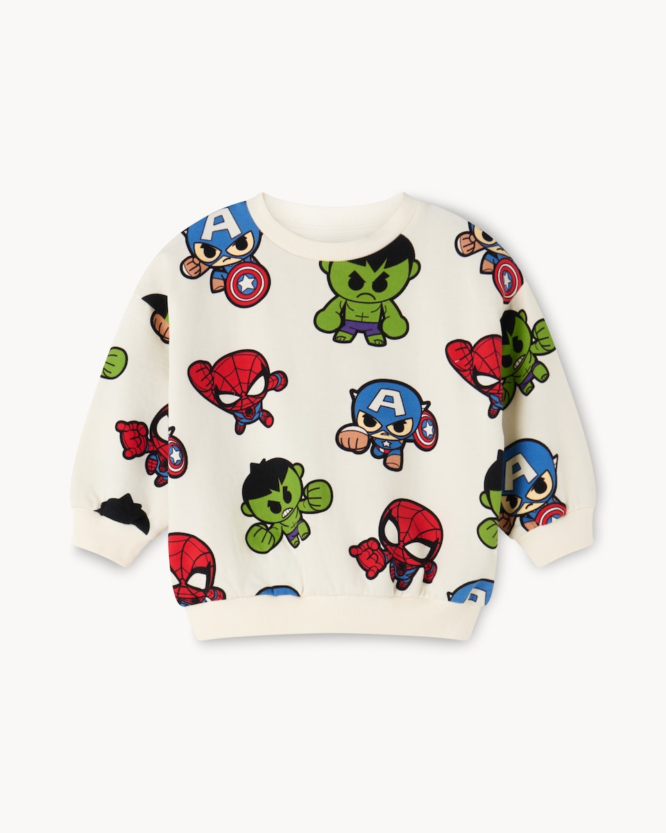 image 1 of Marvel Cotton Rich Sweatshirt in Cream