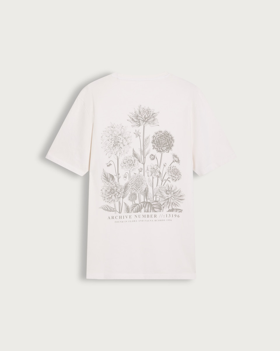 image 1 of F&F Pure Cotton Botanical Archive Print T-Shirt in White