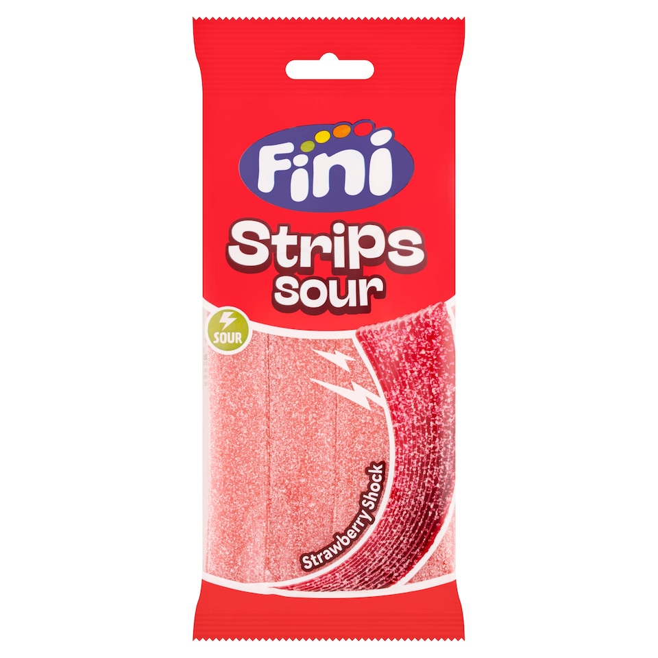 Fini Strips Sour Strawberry gyümölcs ízű cukorka 80 g  1. kép