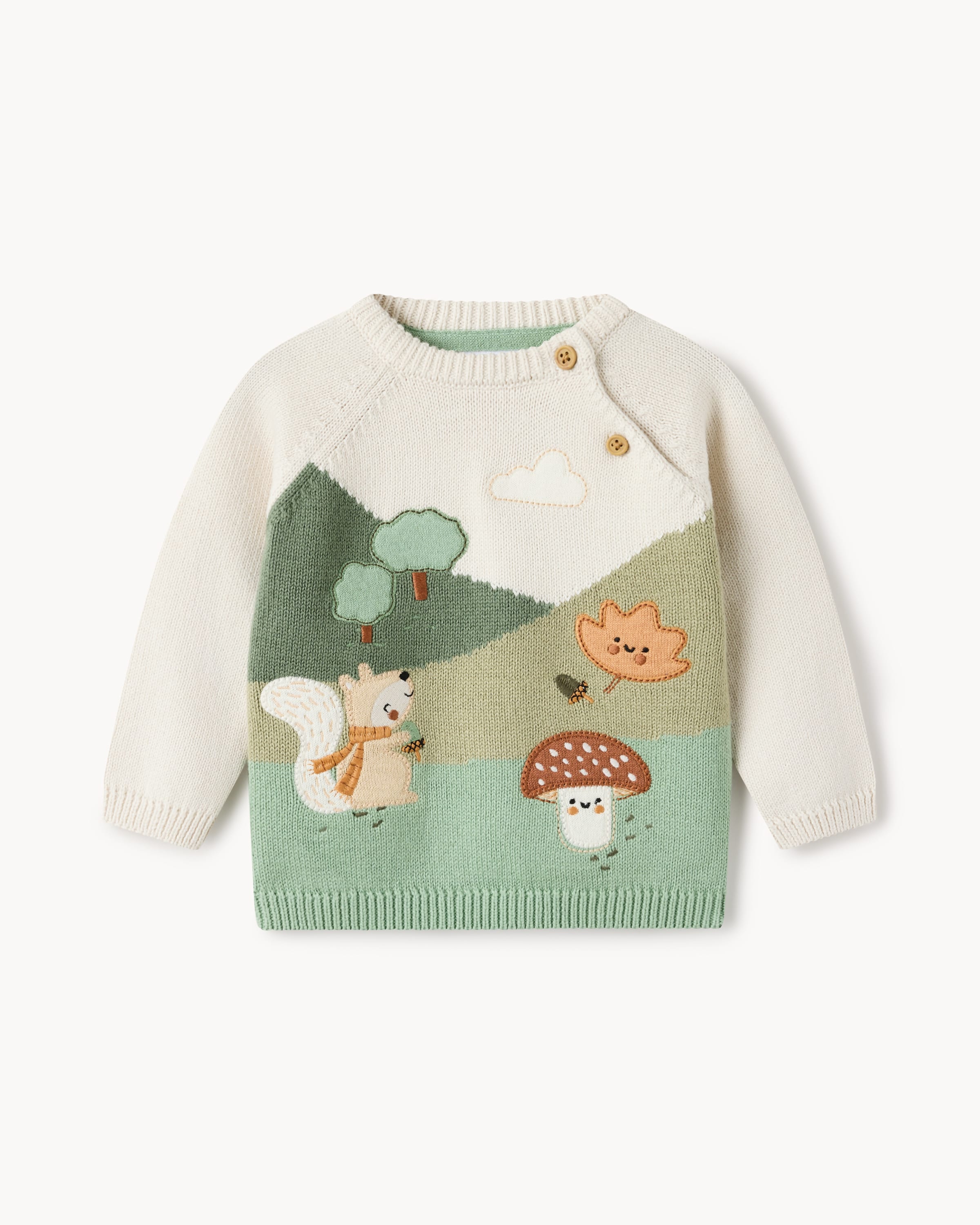 F&F Pure Cotton Woodland Jumper in Neutral
