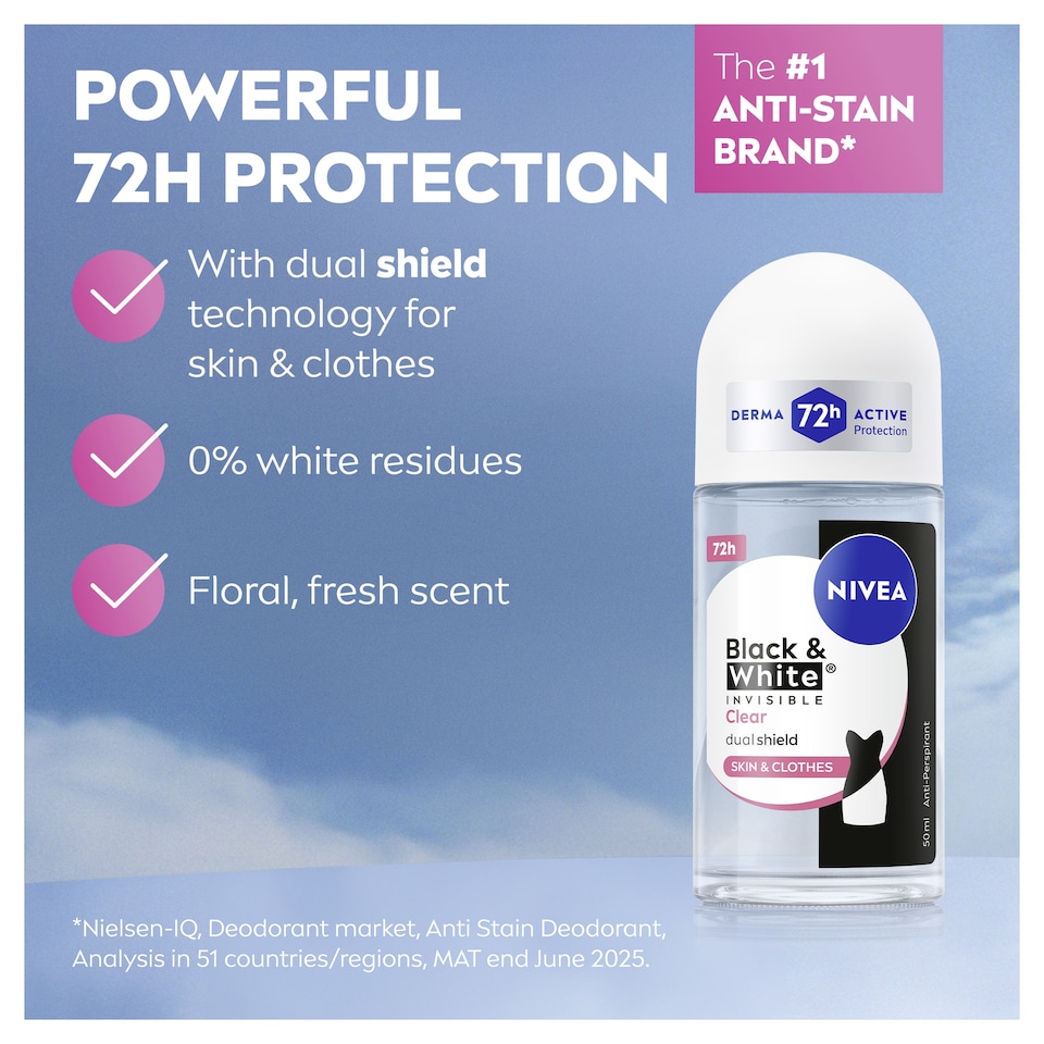 image 1 of NIVEA Black & White Original Anti-Perspirant Deodorant Roll-On 50ml