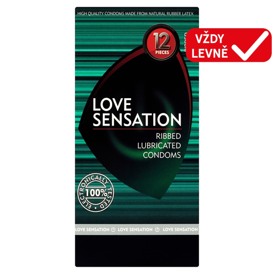 Love Sensation Condoms with Reservoir Ribbed 12 pcs