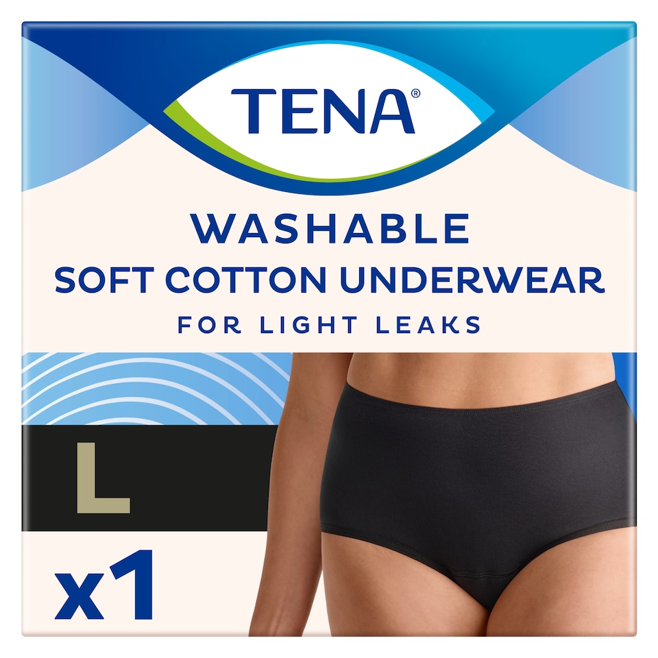 image 1 of TENA Washable Soft Cotton Incontinence Underwear Black Size L