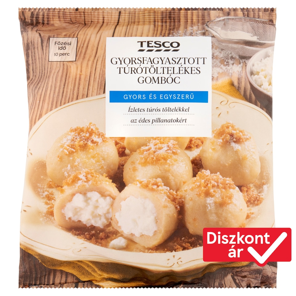 Tesco gyorsfagyasztott túrótöltelékes gombóc 600 g