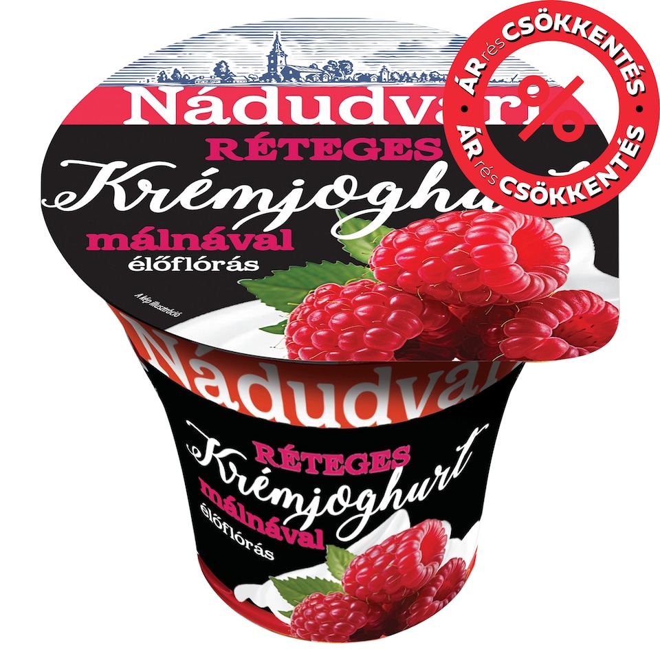 Nádudvari élőflórás réteges krémjoghurt málnával 180 g