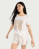 image 1 of F&F Pure Cotton Le Soleil Short Pyjama Set in Multi White