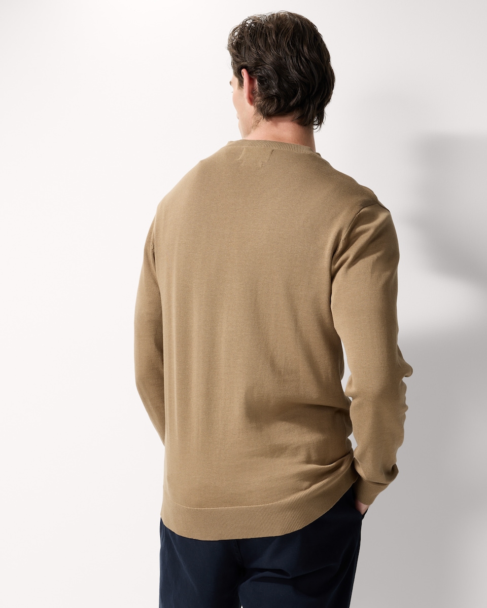 image 1 of F&F Pure Cotton V Neck Jumper in Camel