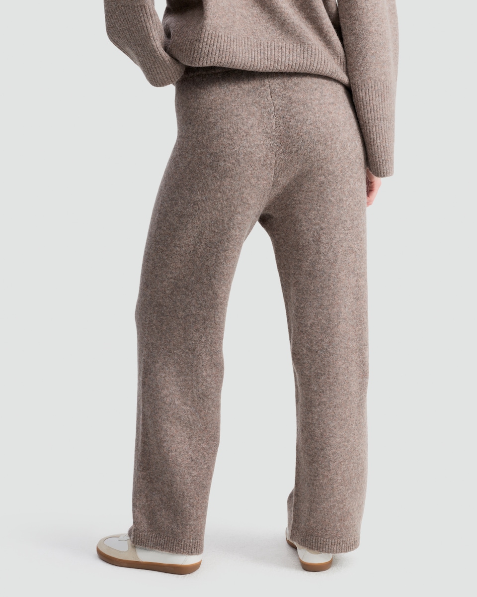 image 1 of F&F Textured Wide Leg Drawstring Co-ord Joggers with Wool in Mink