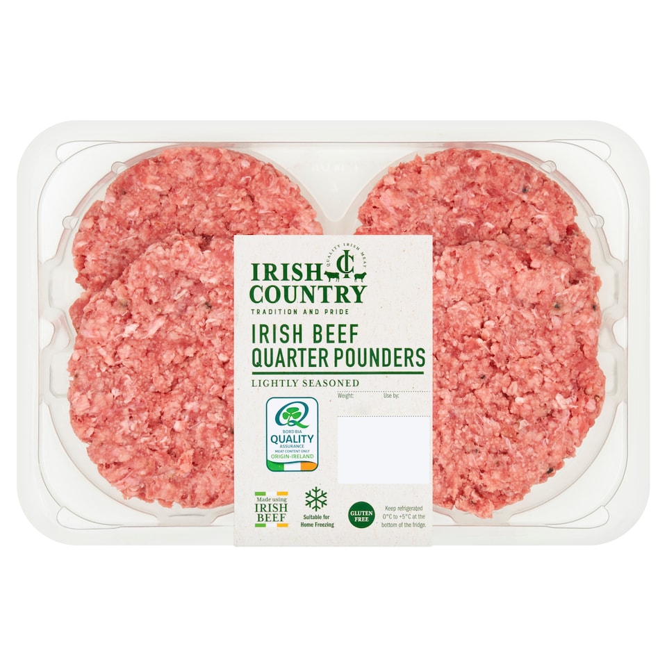 IRISH COUNTRY IRISH BEEF QUARTER POUNDERS 454g
