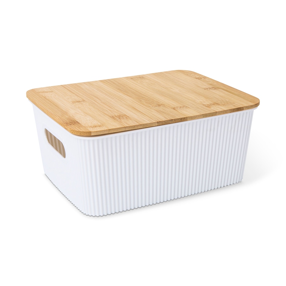 image 1 of Core Supply White Ribbed Storage Bin S 