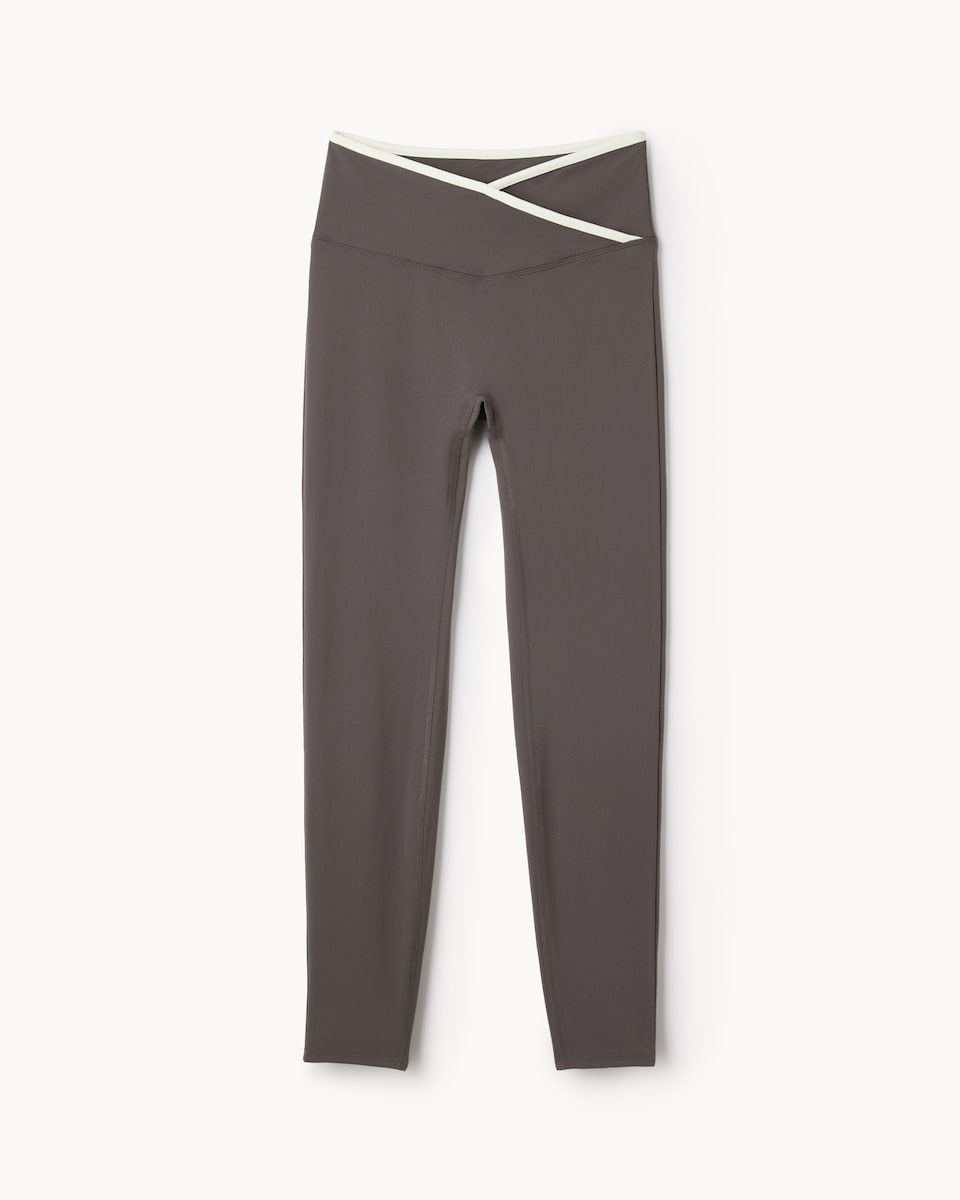 image 1 of F&F Active ULTRASTRETCH Crossover High Waisted Leggings in Grey