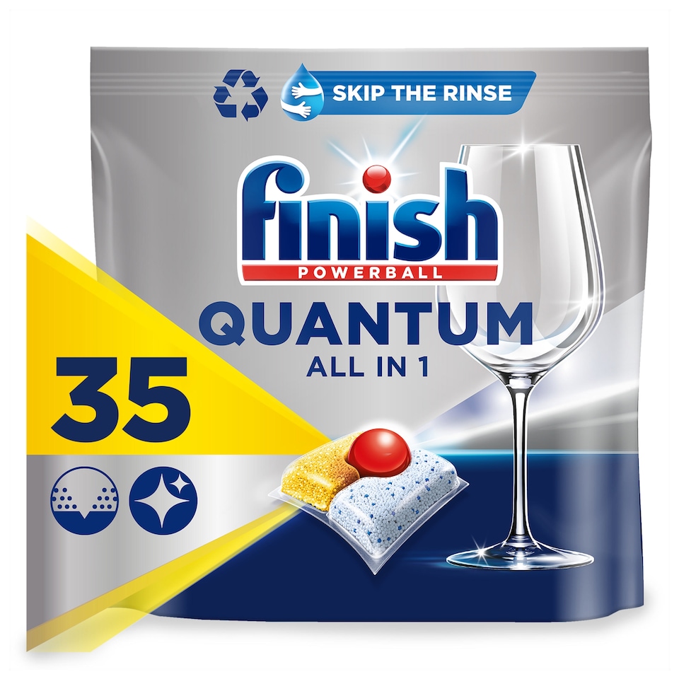 image 1 of Finish Quantum All in One Lemon 35 Dishwasher Tablets 364g