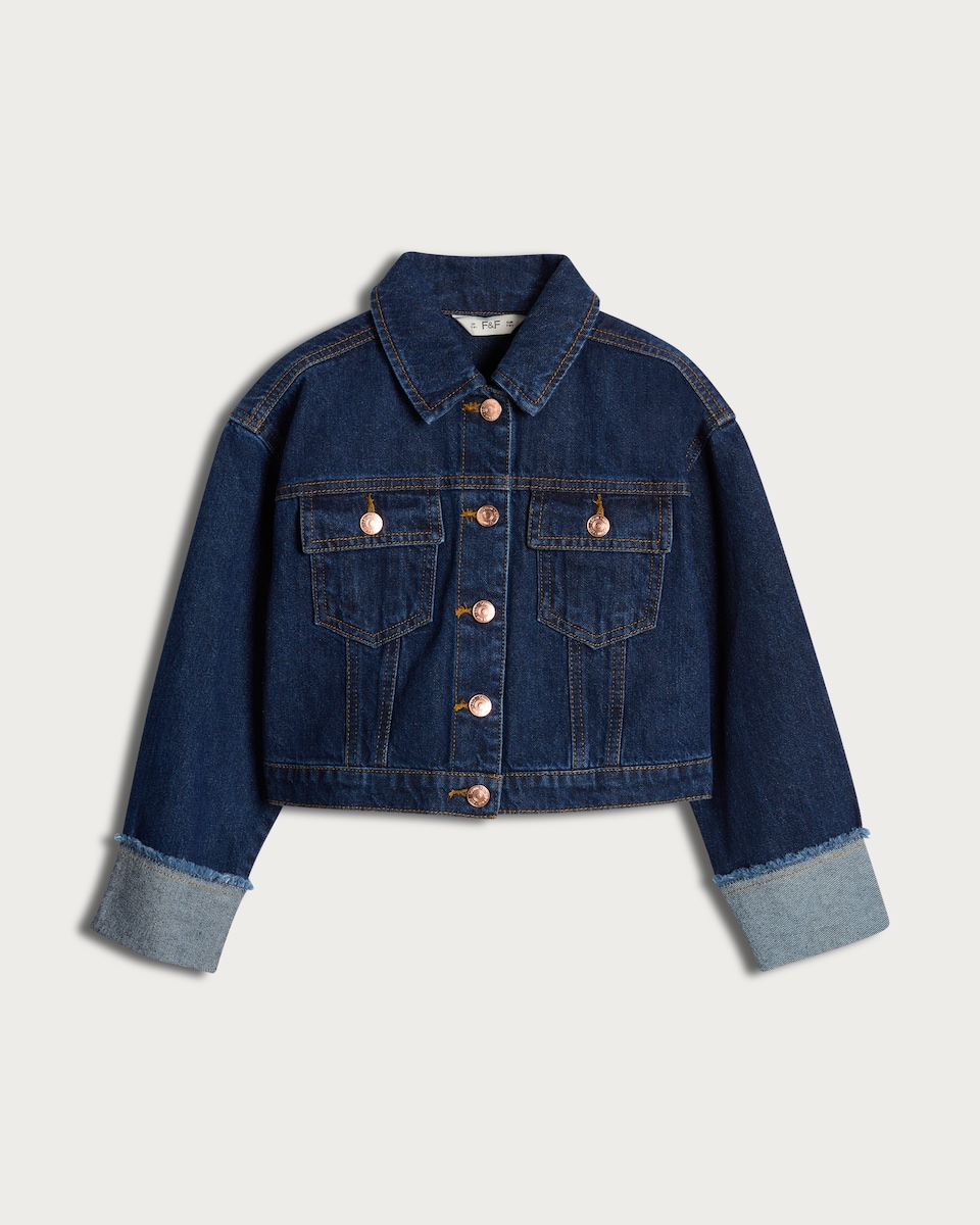 F&F Girls Pure Cotton Denim Jacket in Multi