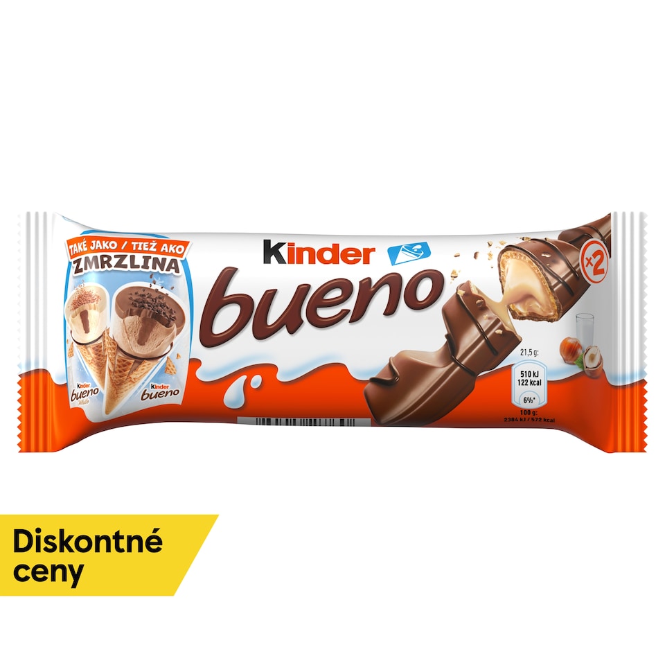 Kinder Bueno Wafers in Milk Chocolate Filled with Hazelnut Filling 2 x 21.5 g