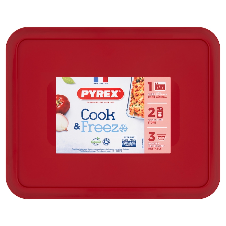 Pyrex Cook & Freeze Food Storage Dish with Cherry Lid 2.6L