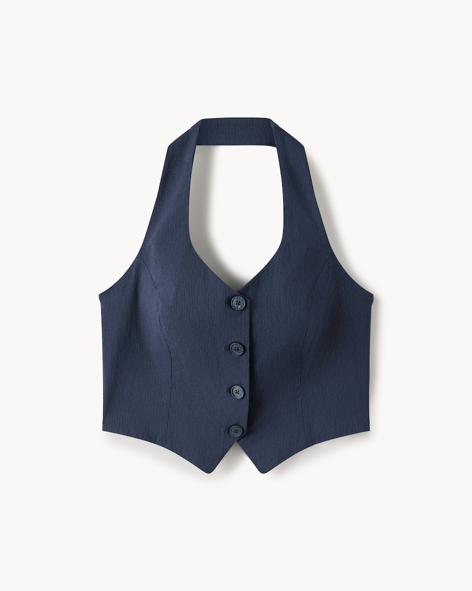 image 1 of OH ME OH MY Halterneck Waistcoat in Navy