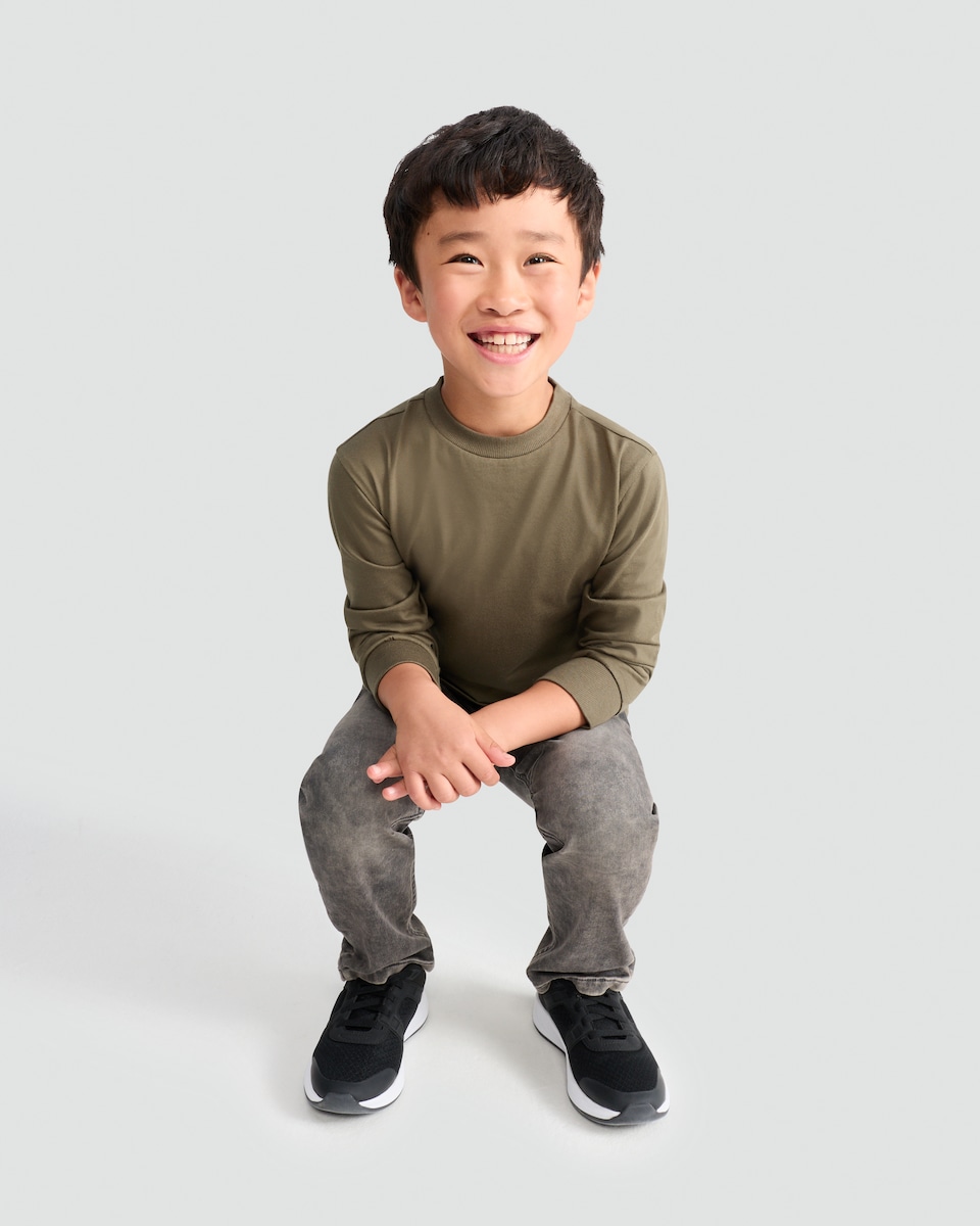 image 1 of F&F Boys Pure Cotton Long Sleeved T-Shirt in Green