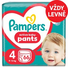 Plenkové Kalhotky Pampers Active Baby Pants, Velikost 4, 66 Plenky, 9kg-15kg