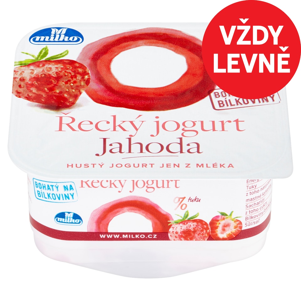 Milko Řecký jogurt 0% jahoda 140g