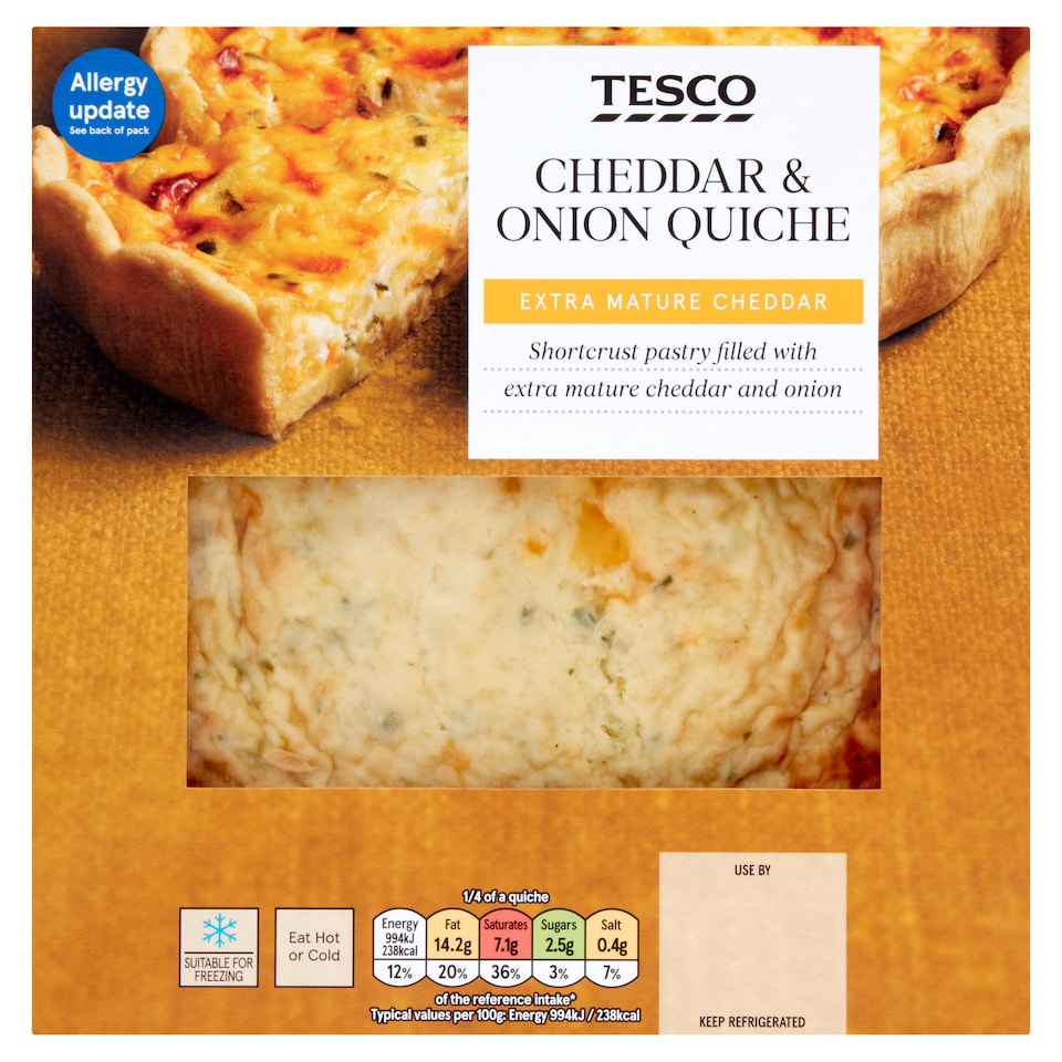 Tesco Cheddar And Onion Quiche 400G