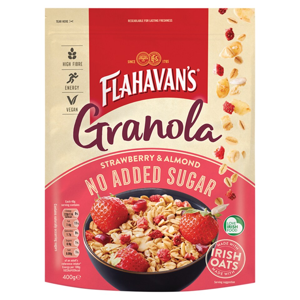 Flahavan's No Added Sugar Granola Strawberry And Almond 400G