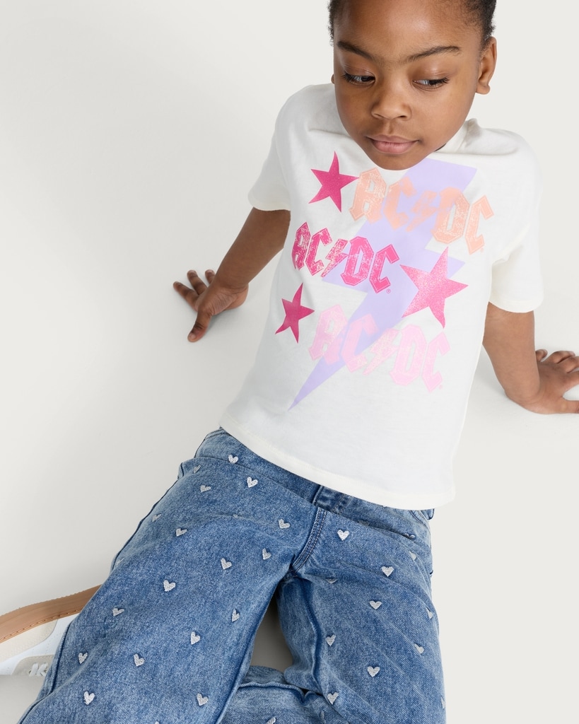AC/DC Pure Cotton Star Print T-Shirt in Multi Pink - Tesco Groceries