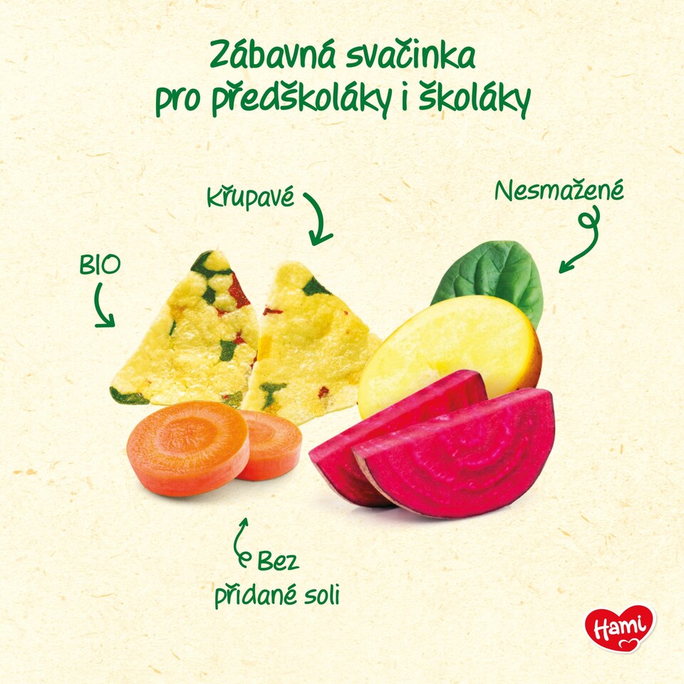 Obrázek 1 pro produkt HAMI trojhránky Červená řepa, špenát, mrkev 30 g