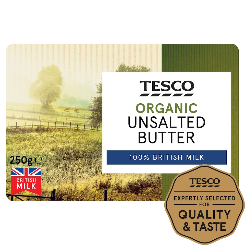 Tesco Organic Unsalted Butter 250G