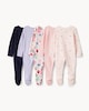 image 2 of F&F Baby 5-Pack Pure Cotton Printed Sleepsuits in Multi