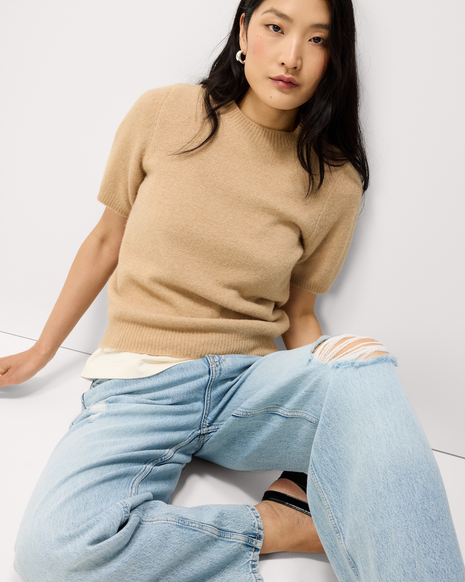 image 1 of F&F High Rise Wide Leg Ripped Jeans in Blue