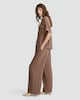 image 1 of F&F Wide Leg Elasticated Trousers in Brown
