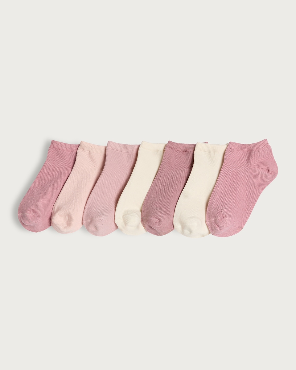 F&F 7-Pack Cotton Rich Trainer Socks in Pink