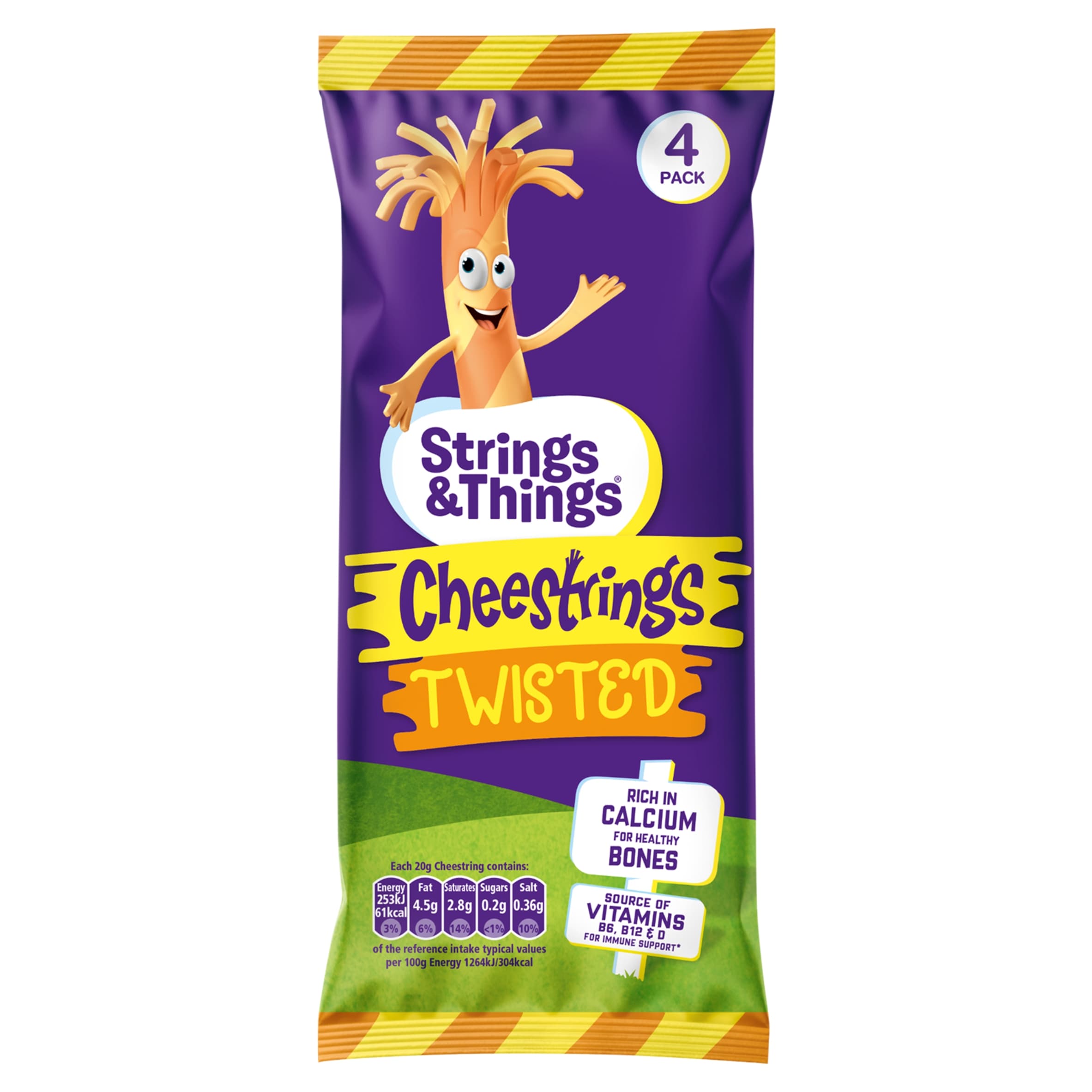 Cheestrings Twisted Cheese Snacks 4 Pk, 80 G
