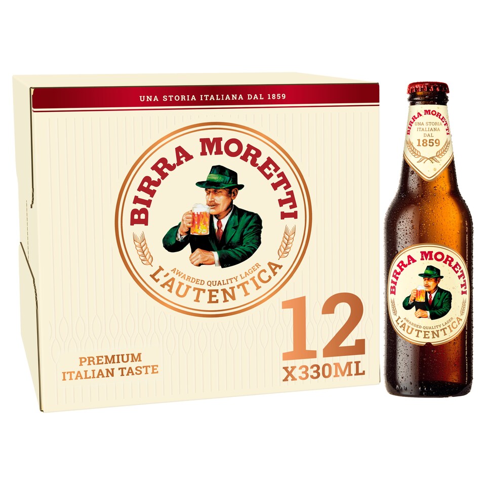 Birra Moretti Premium Lager Beer Bottle 12x330ml