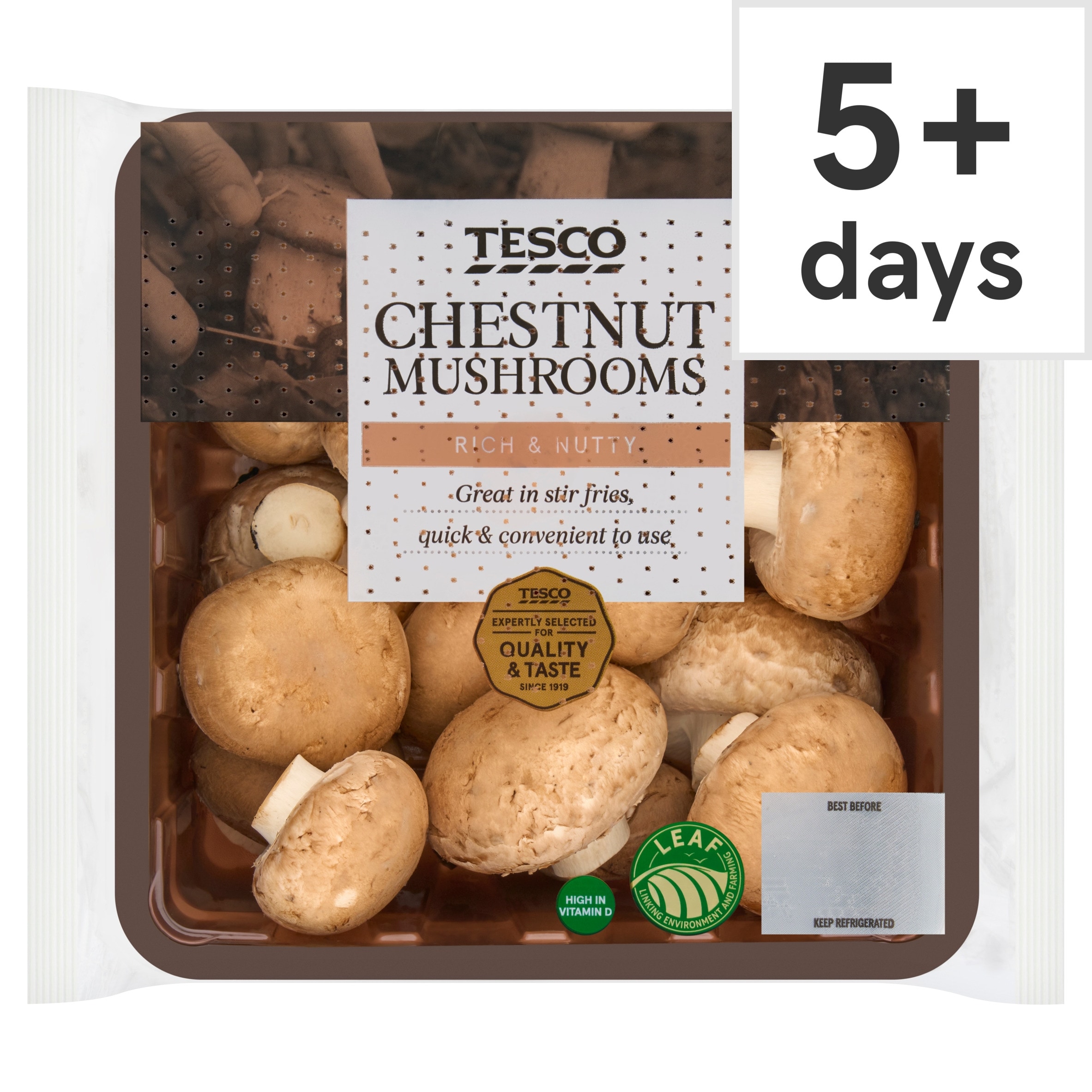 Tesco Family Pack Chestnut Vitamin D Mushrooms 485G