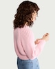 image 3 of F&F Chunky Knit Button Up Cardigan in Pink
