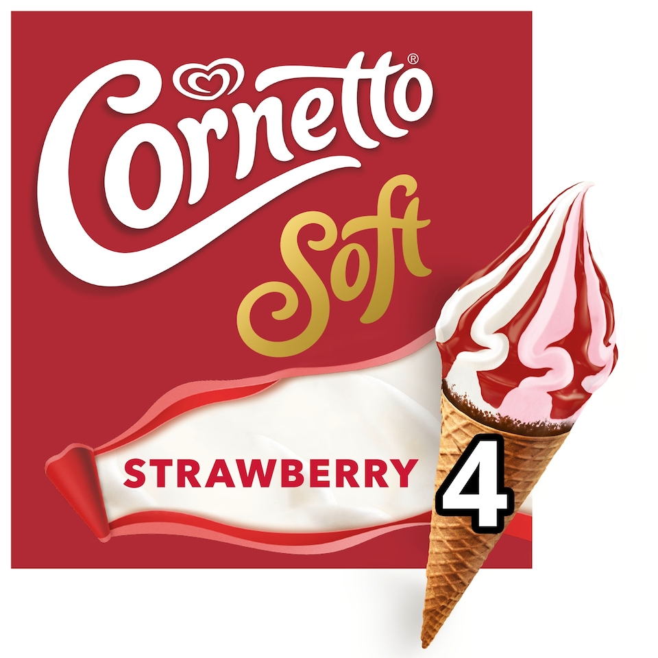 image 1 of Cornetto Soft Strawberry Ice Cream 4 x 140ml