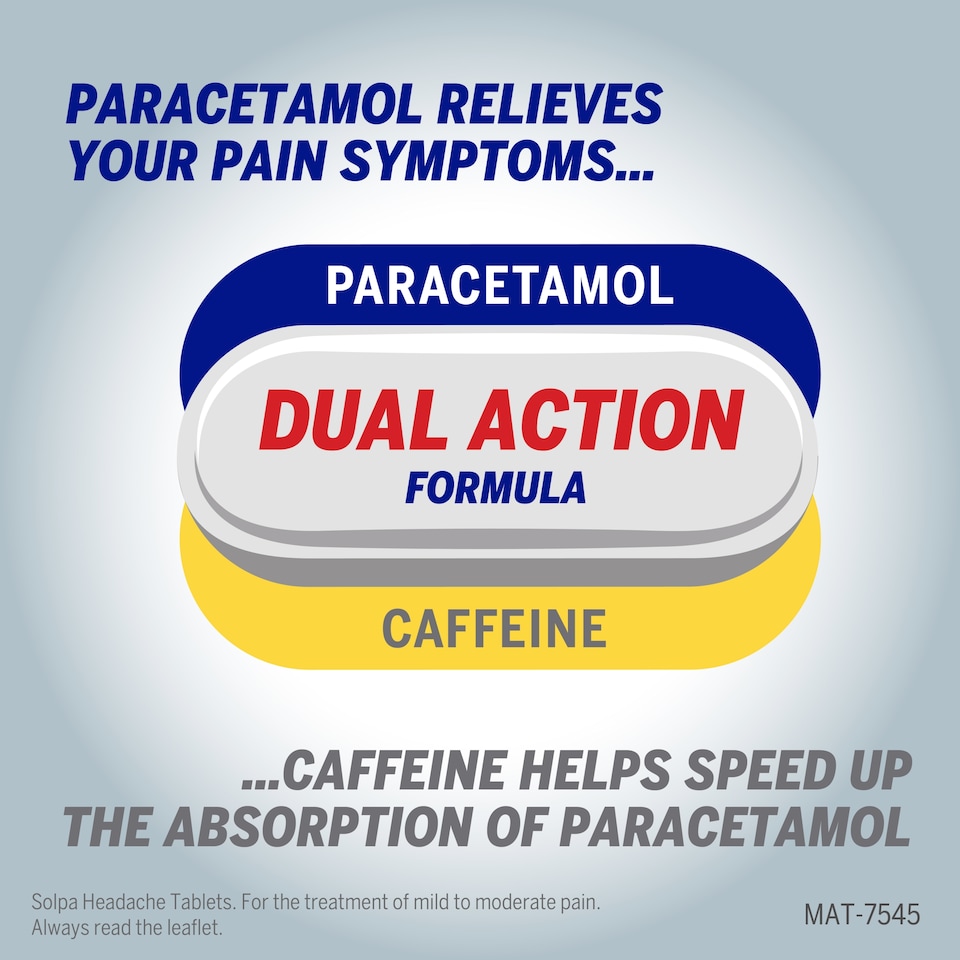 image 1 of Solpa Headache 500mg /65mg Tablets Paracetamol + Caffeine 16 Tablets