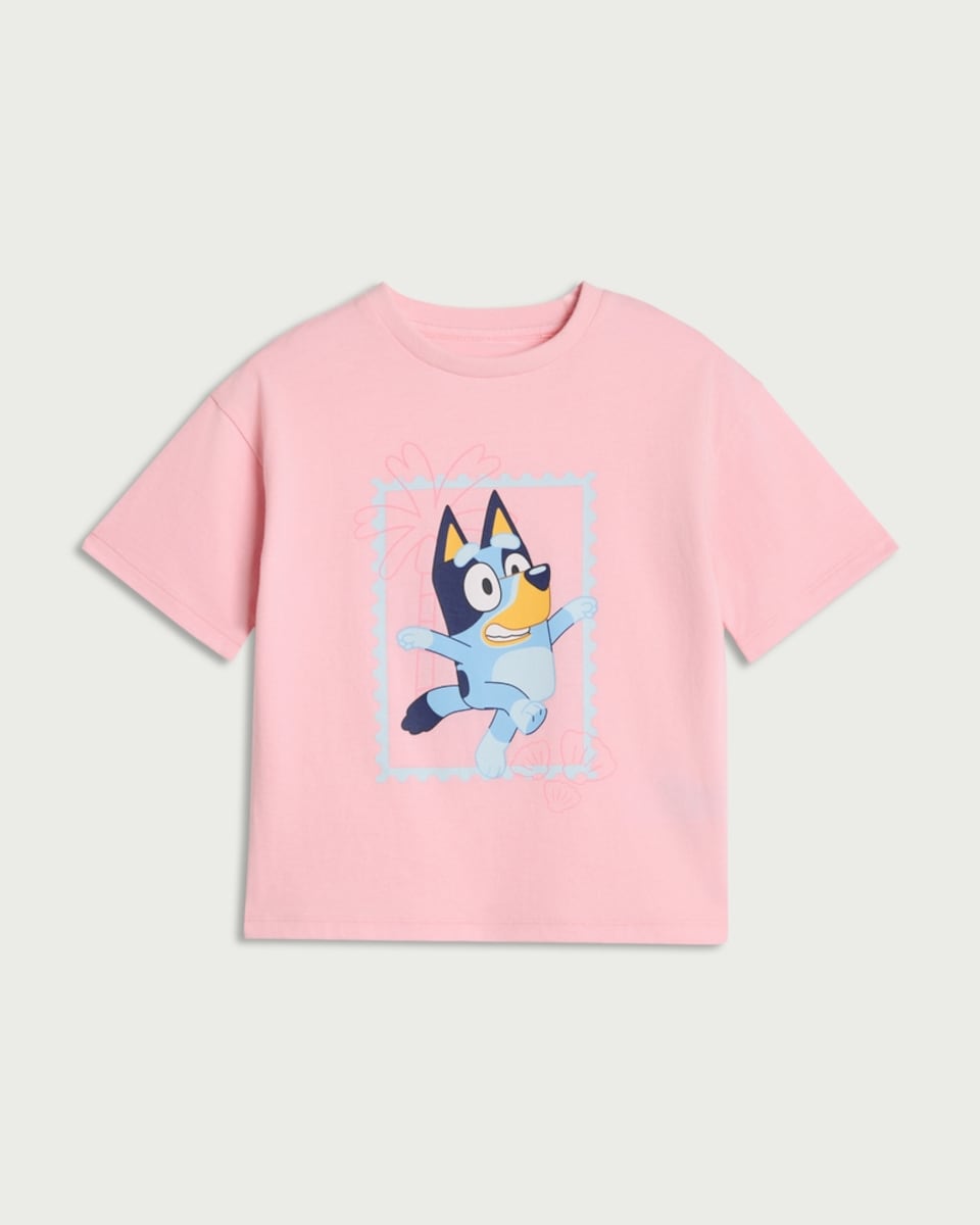 image 1 of Bluey Pure Cotton Character Print T-Shirt in Pink