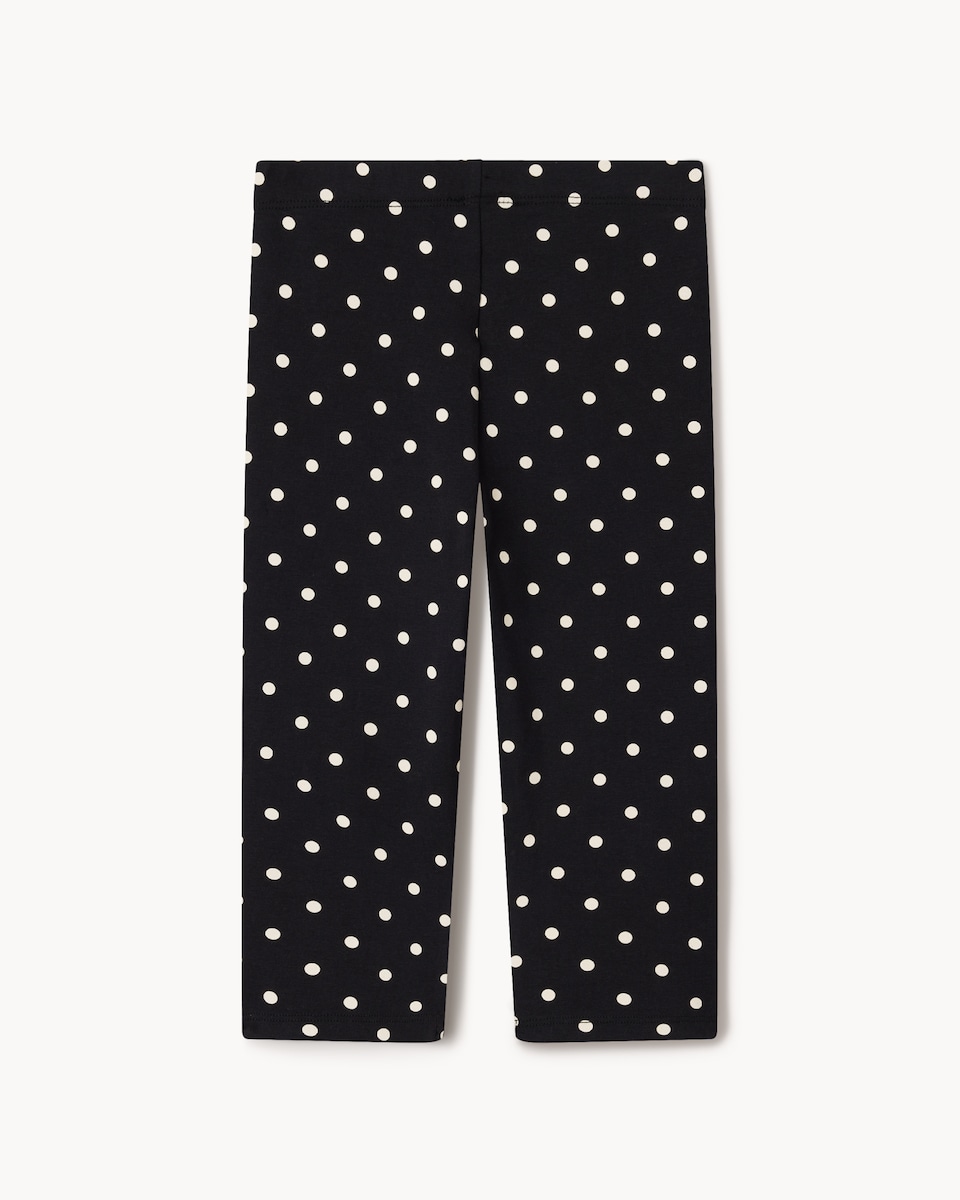 image 1 of F&F Girls Cotton Rich Polka Dot Leggings in Black
