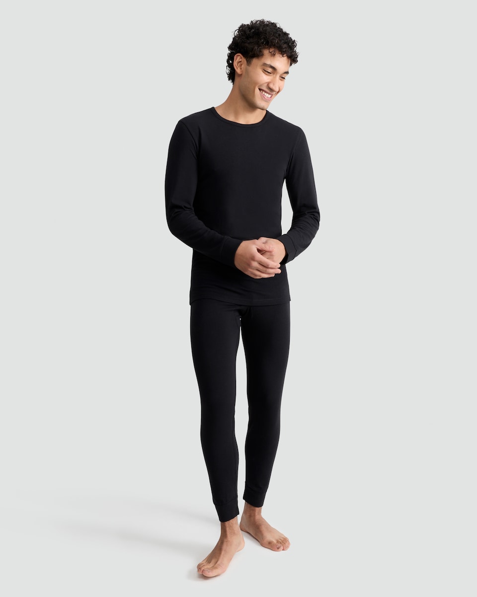 image 1 of F&F Long Sleeved Thermal Top with Cotton in Black