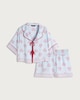 image 4 of F&F CoolEase™ Satin Heart Print Shirt and Shorts Pyjama Set in Multi Blue