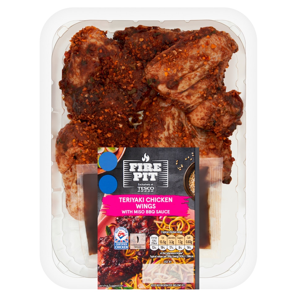 Tesco Fire Pit Teriyaki Chicken Wings With Miso BBQ Sauce 482g