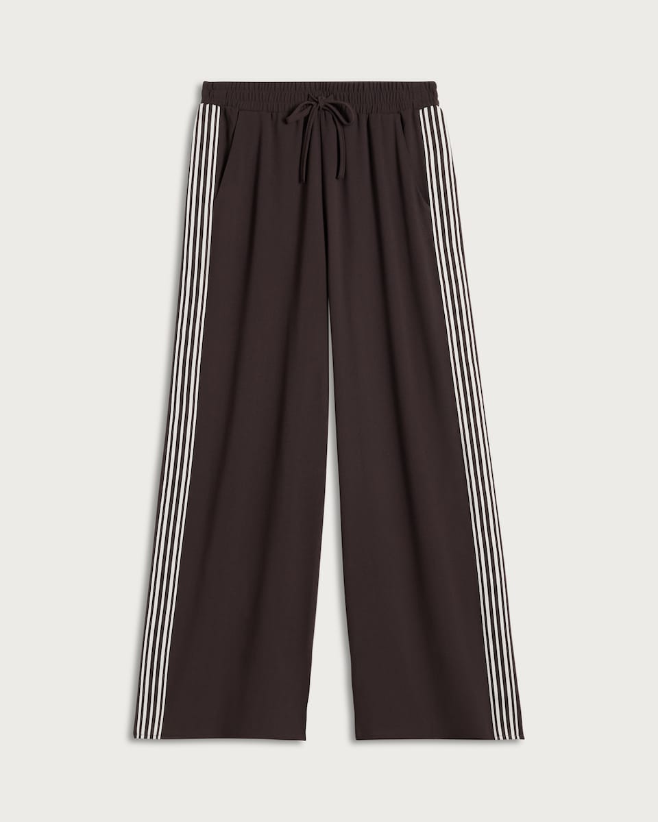 image 1 of F&F Side Stripe Wide Leg Trousers in Chocolate
