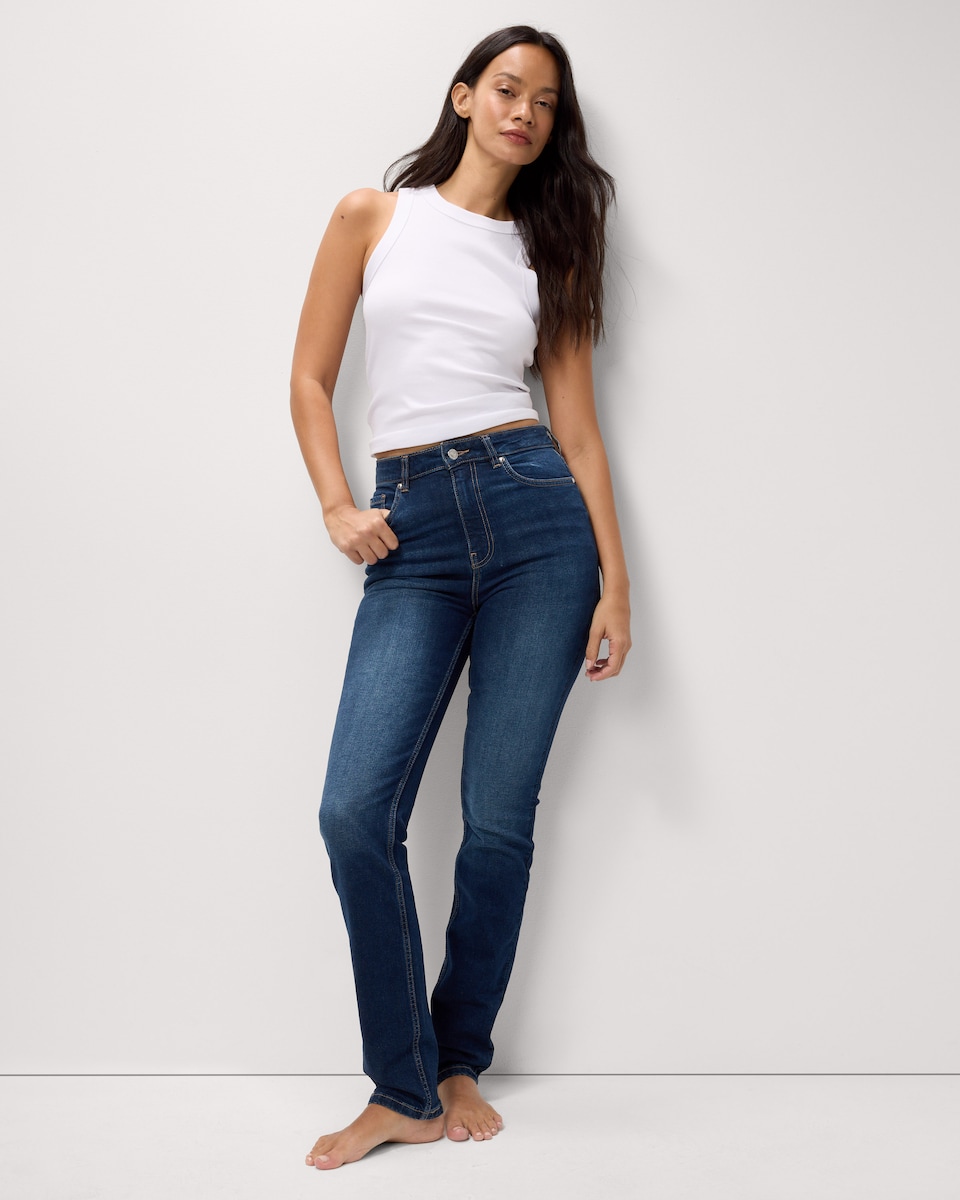 image 1 of F&F High Rise Cigarette Jeans in Navy